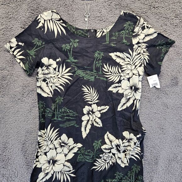 Hawaiian Reserve‎ Collection Dress Womens Medium Black Floral Short Sleeve - Picture 2 of 11